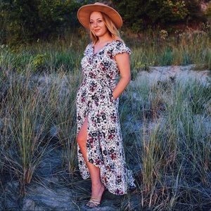 Boho floral wrap dress